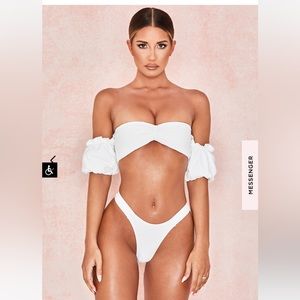 House of CB Cordelia White off the shoulder bandeau bikini
